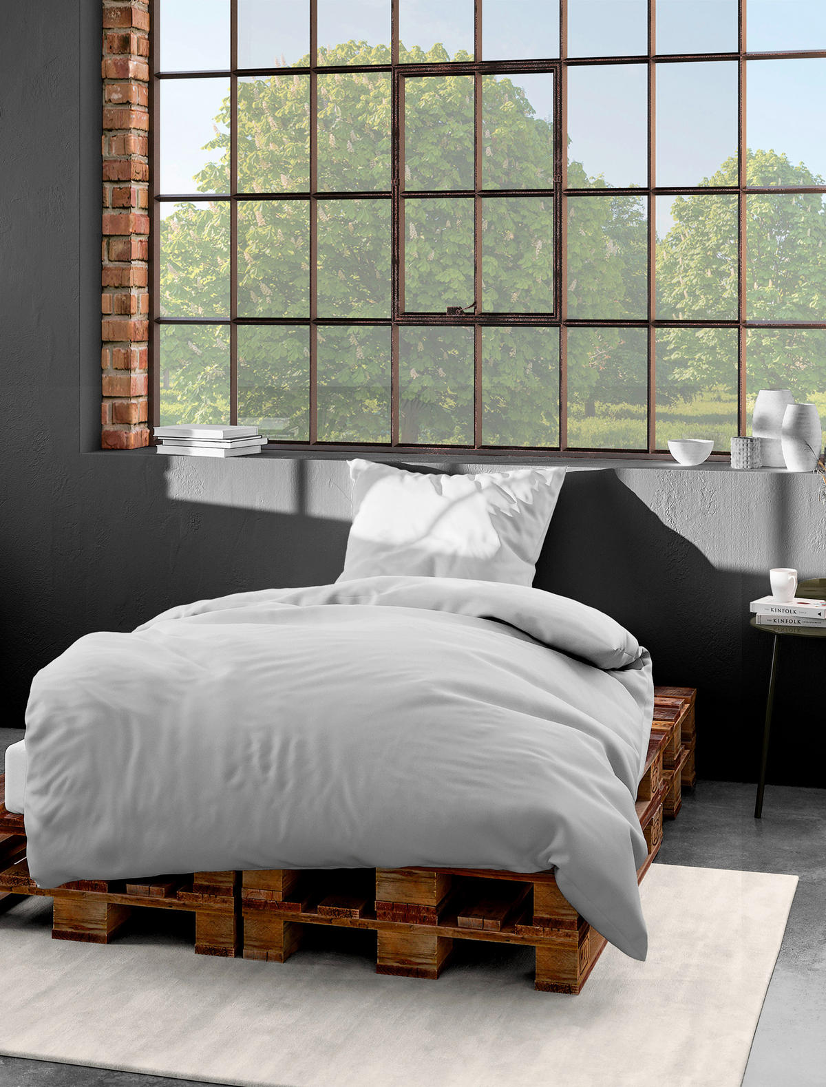 BETTWÄSCHE Makosatin 155/220 cm  - Hellgrau, KONVENTIONELL, Textil (155/220cm) - Bierbaum