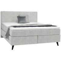 BOXSPRINGBETT 180/200 cm  in Hellgrau  - Hellgrau/Schwarz, Konventionell, Holz/Textil (180/200cm) - Voleo