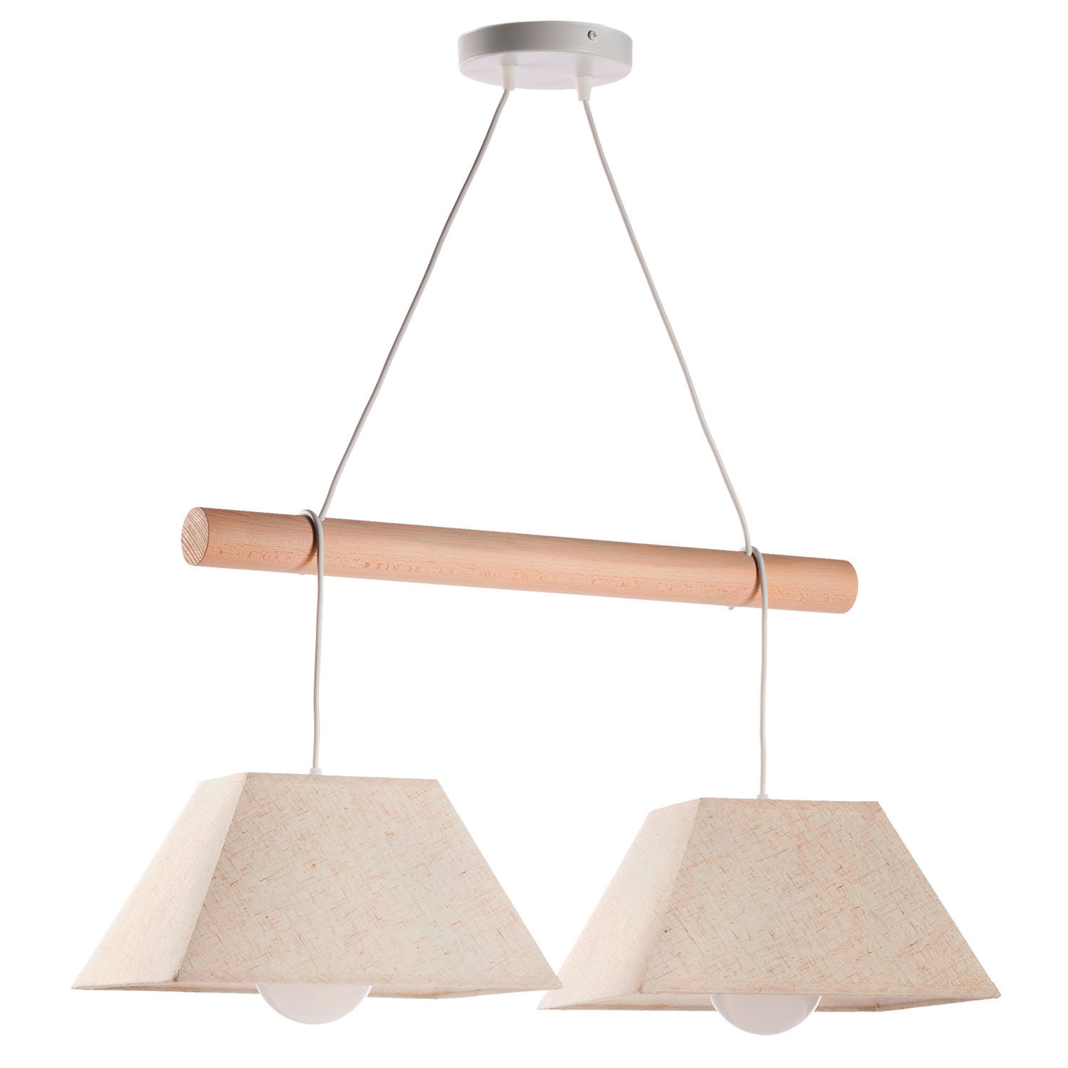 PENDELLEUCHTE 5016 BALDO 70/24/90 cm   - Hellbraun/Weiß Hochglanz, Natur, Holz/Textil (70/24/90cm)