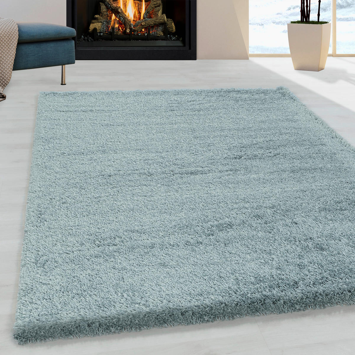 TEPIH VISOKOG FLORA 160/230 cm   plava  Fluffy  - plava, Basics, tekstil (160/230cm)