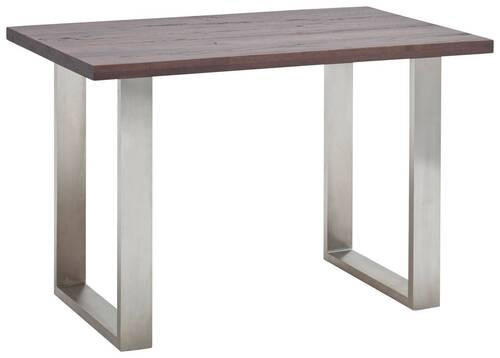 BARTISCH Eiche massiv rechteckig Eichefarben, Edelstahlfarben - Edelstahlfarben/Eichefarben, Design, Holz/Metall (160/100/95cm) - Novel
