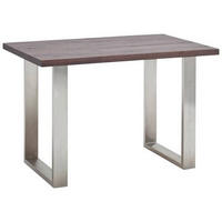 BARTISCH Eiche massiv rechteckig Eichefarben, Edelstahlfarben  - Edelstahlfarben/Eichefarben, Design, Holz/Metall (180/100/95cm) - Novel