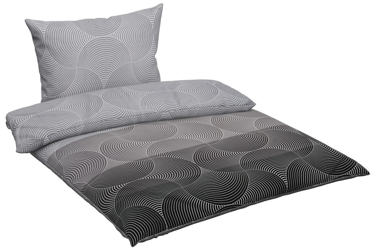 POSTEĽNÁ BIELIZEŇ, satén, antracitová, sivá, strieborná, 140/200 cm - sivá/antracitová, Konventionell, textil (140/200cm) - Bugatti