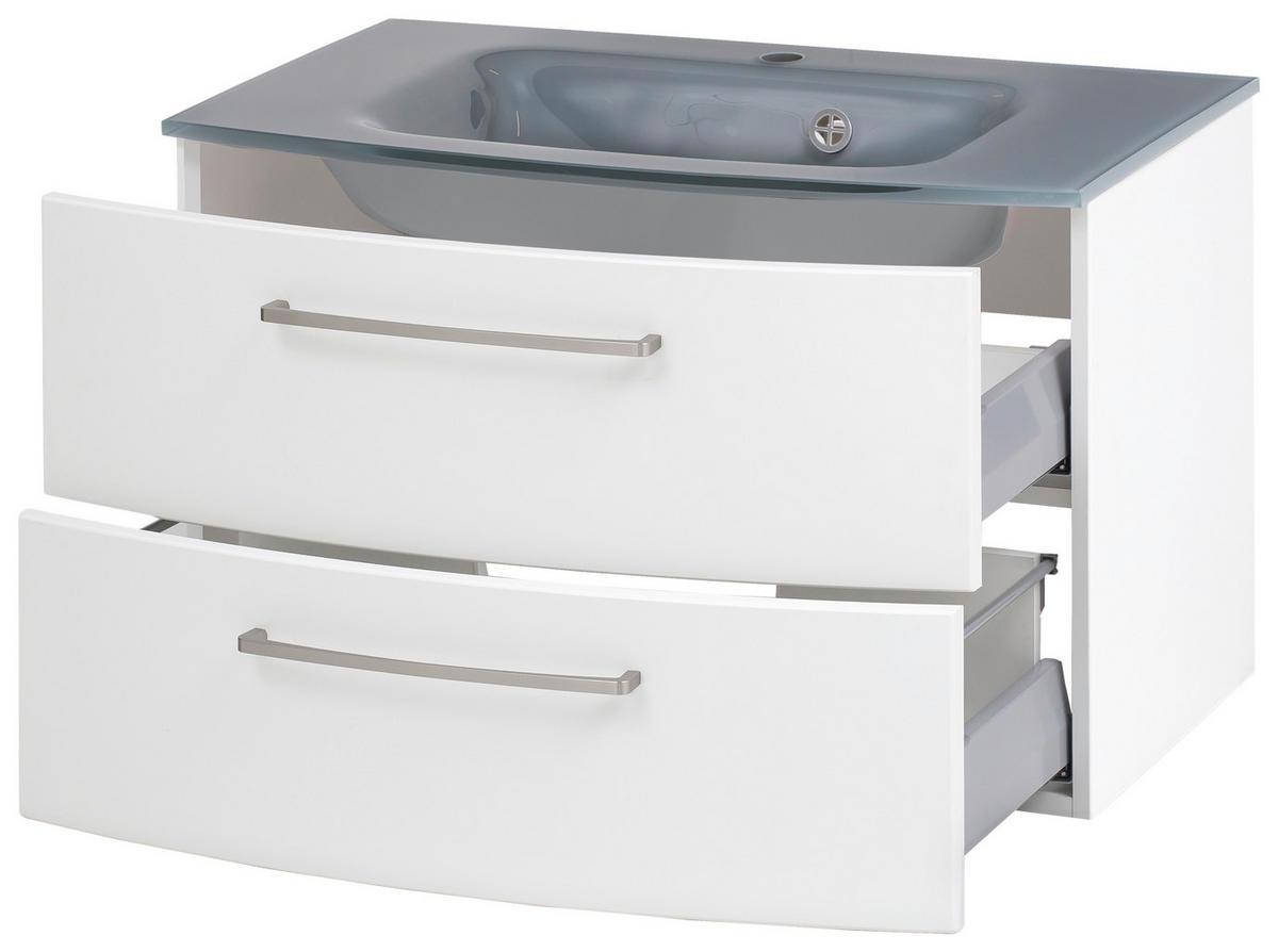 BADEZIMMER  in 110 cm  - Weiss/Grau, Konventionell, Glas/Holzwerkstoff (110cm) - Held