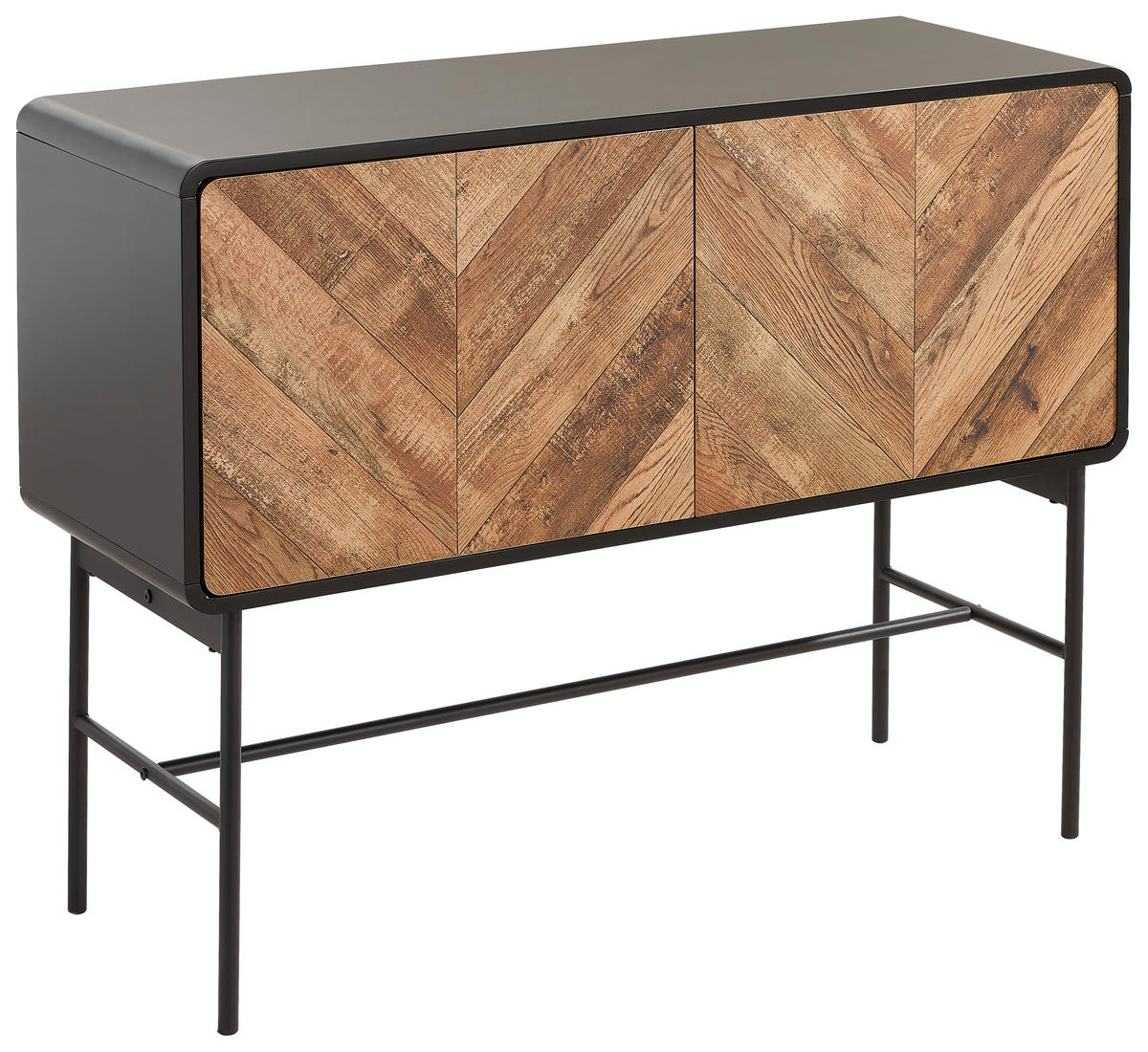 KOMODA, črna, barve hrasta  - črna/barve hrasta, Moderno, kovina/leseni material (108/82/40cm) - Mömax