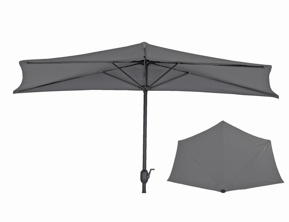 SONNENSCHIRM 270 cm Anthrazit  - Anthrazit/Schwarz, MODERN, Kunststoff/Metall (270/230/270cm) - Gardenson