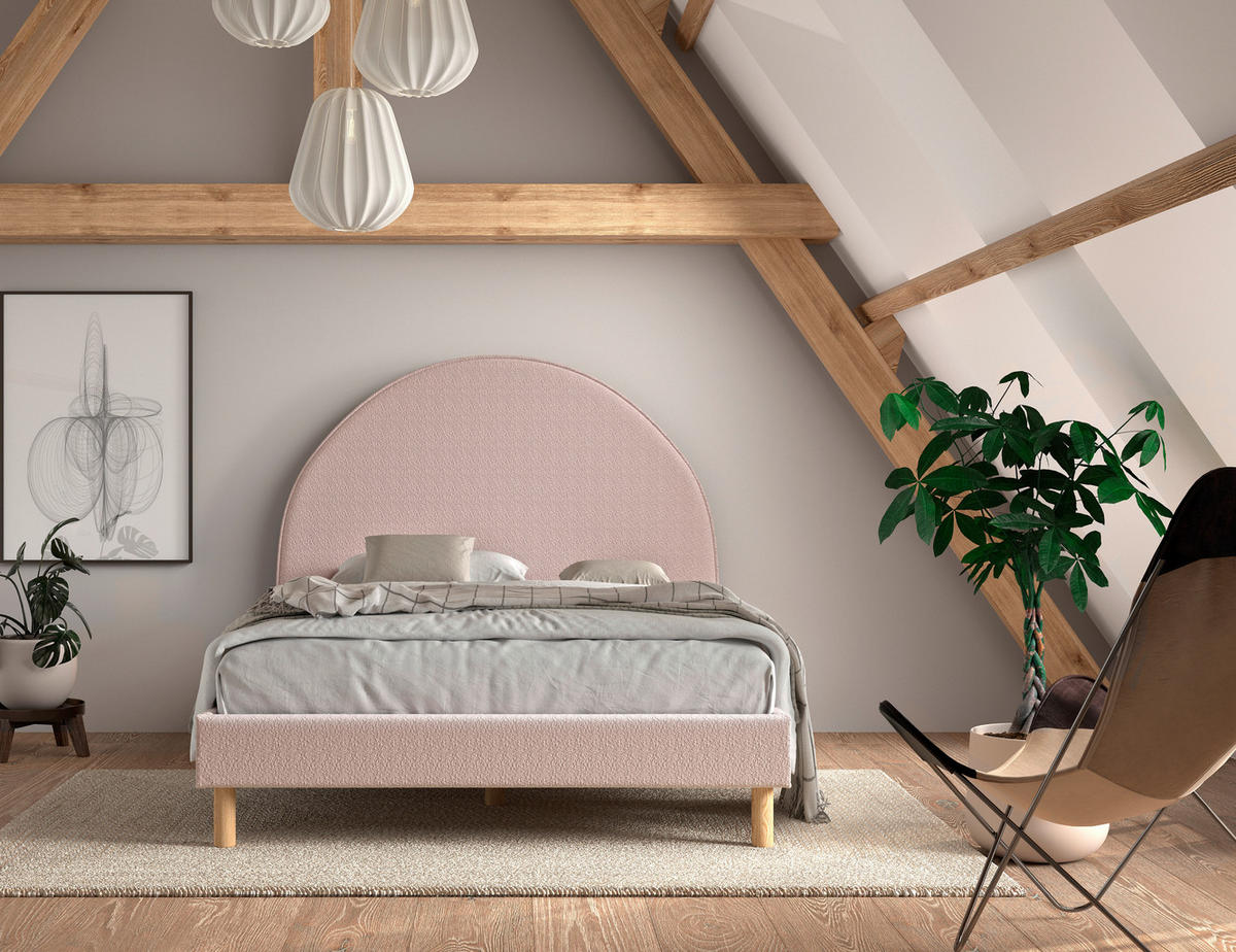 KINDER-/JUNIORBETT 140/200 cm  in Rosa  - Naturfarben/Rosa, ROMANTIK / LANDHAUS, Holz/Textil (140/200cm) - MID.YOU