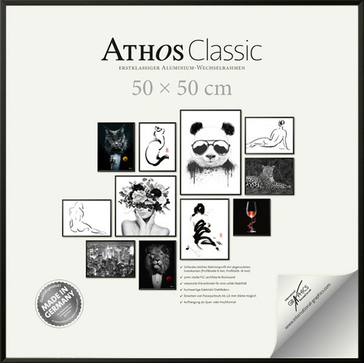 BILDERRAHMEN - Schwarz, Basics, Glas/Papier (50/50/1,8cm)