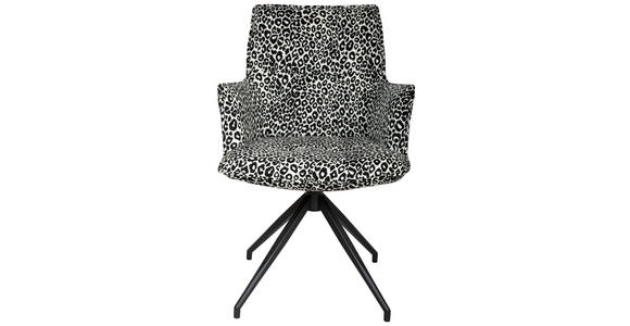 ARMLEHNSTUHL  Stoffauswahl, Sitzfläche 360° drehbar, automatische Rückholfunktion Jacquard  Schwarz, Weiß  - Schwarz/Weiß, Design, Textil/Metall (59/89.5/63cm) - Novel