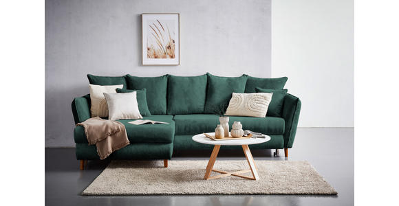 ECKSOFA Dunkelgrün Cord - Dunkelgrün/Eichefarben, KONVENTIONELL, Holz/Textil (162/284cm) - Carryhome