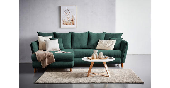 ECKSOFA in Cord Grün  - Eichefarben/Grün, KONVENTIONELL, Holz/Textil (284/162cm) - Carryhome