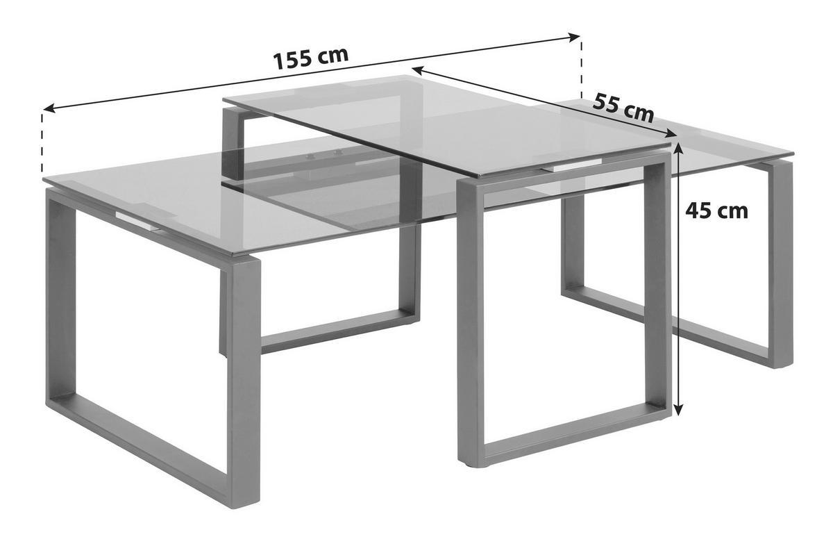 COUCHTISCH in Metall, Glas 115/55/45 cm  - Klar/Schwarz, Trend, Glas/Metall (115/55/45cm) - Livetastic