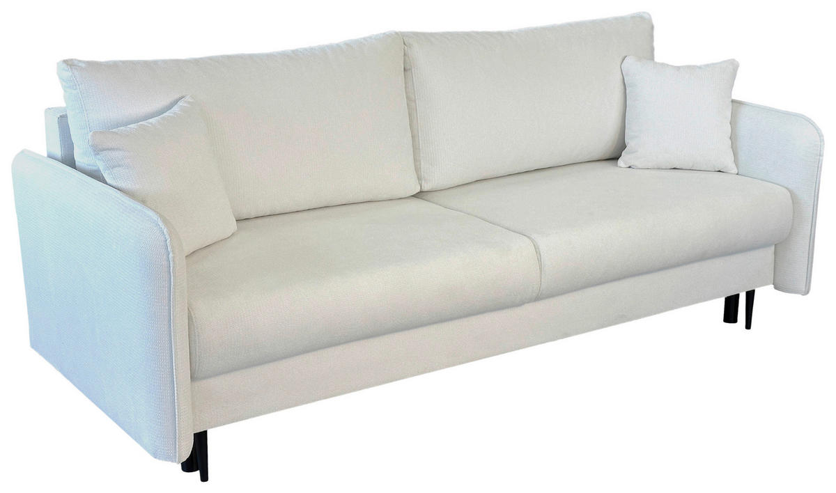 SCHLAFSOFA Webstoff Weiß  - Schwarz/Weiß, Design, Holz/Kunststoff (216/96/102cm) - MID.YOU