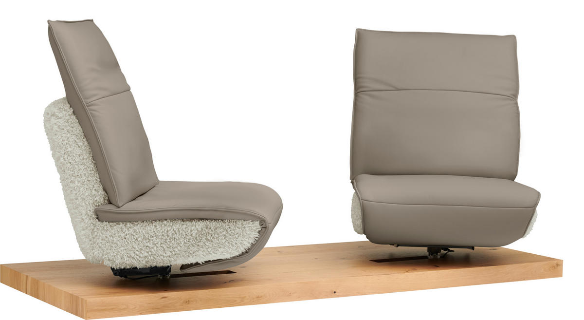 2-SITZER-SOFA Hochflor Echtleder Creme, Greige  - Greige/Creme, Design, Leder/Holz (240/65/104cm) - Koinor