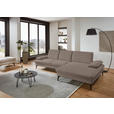 ECKSOFA in Chenille, Mikrofaser Greige  - Greige/Schwarz, Design, Textil/Metall (299/157cm) - Dieter Knoll