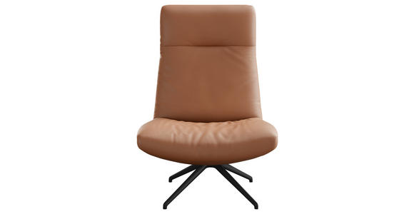 SESSEL in Echtleder Cognac  - Cognac/Schwarz, MODERN, Leder/Metall (74/105/92cm) - Johann Jakob