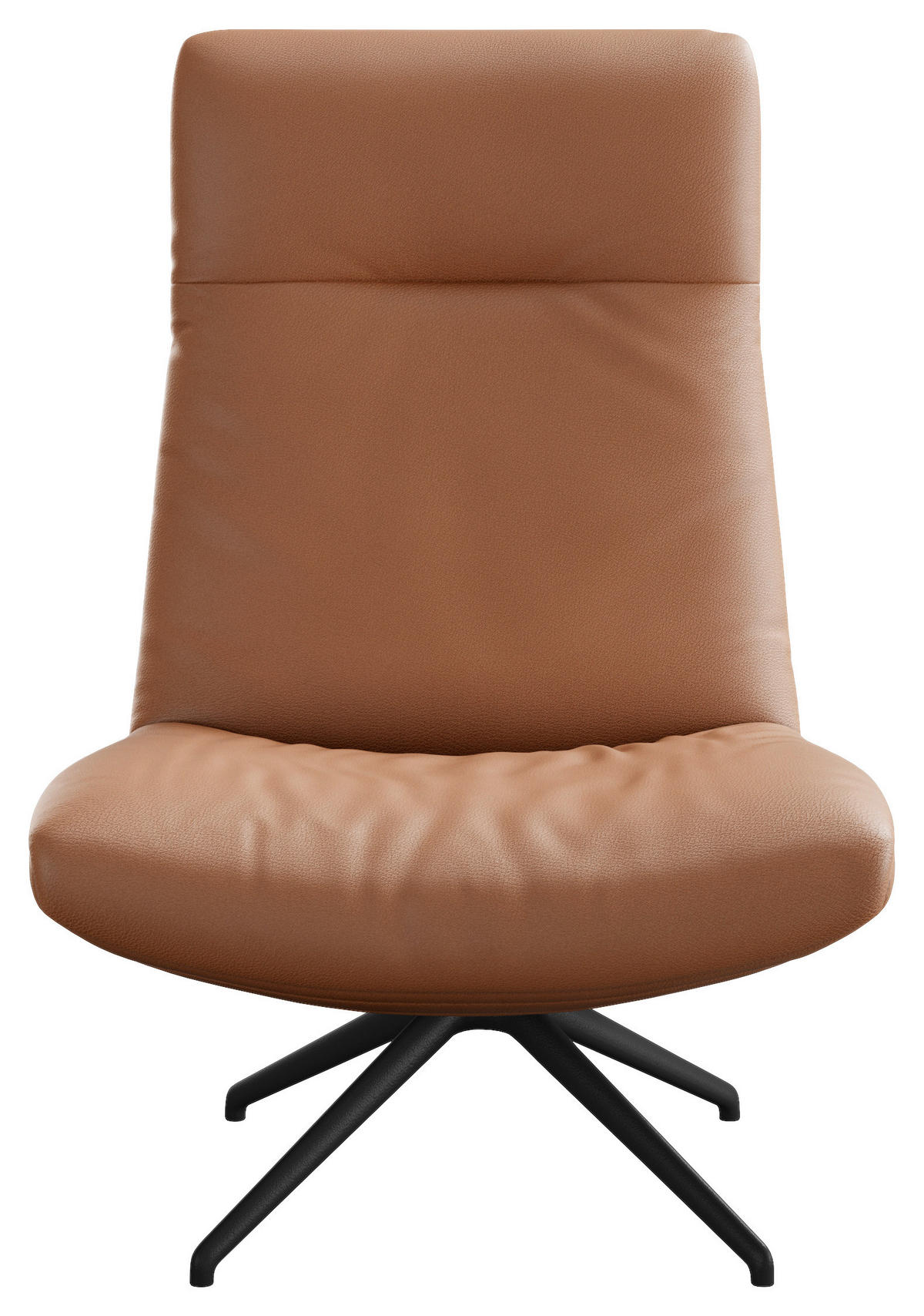 SESSEL in Echtleder Cognac  - Cognac/Schwarz, Modern, Leder/Metall (74/105/92cm) - Johann Jakob