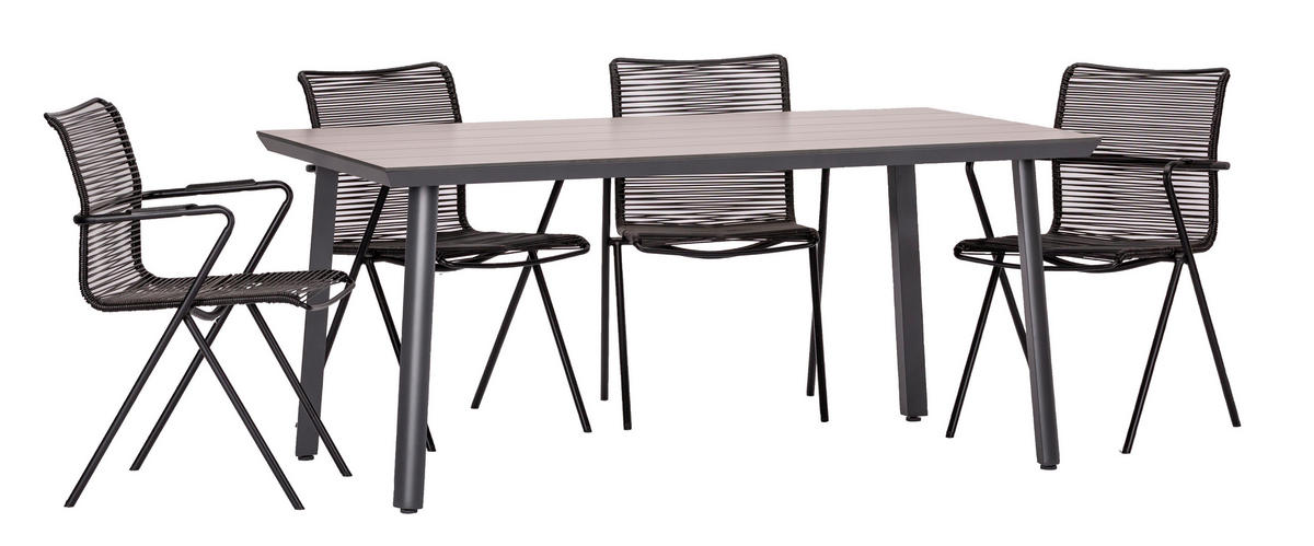 GARTENMÖBEL-SET   - Anthrazit/Schwarz, Basics, Holzwerkstoff/Kunststoff (92/73/160cm) - Gardenson