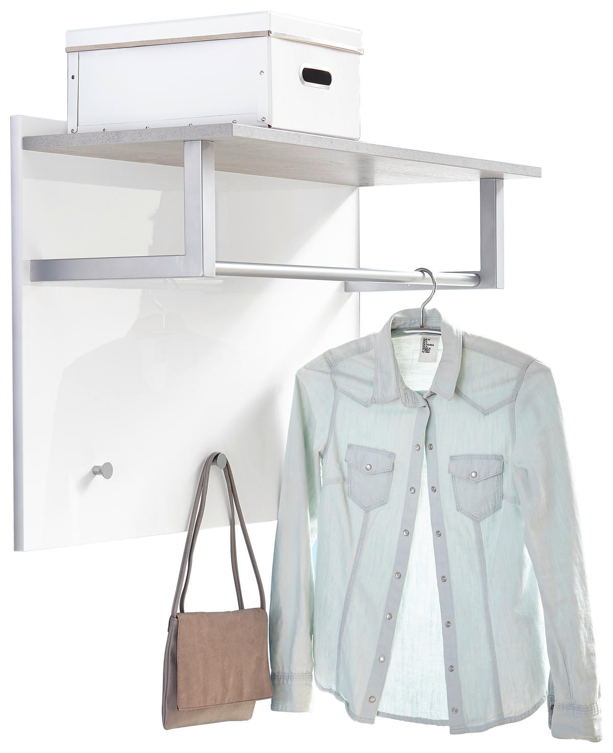 GARDEROBENPANEEL  in 90/60/35 cm  - Weiß/Grau, Design, Holzwerkstoff/Metall (90/60/35cm) - Carryhome