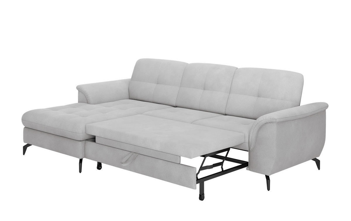 ECKSOFA ZORA E Silberfarben Flachgewebe  - Silberfarben/Schwarz, MODERN, Textil/Metall (164/262cm) - Sit & More