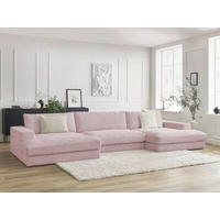 WOHNLANDSCHAFT LEONARD Lila Cord  - Lila/Schwarz, MODERN, Kunststoff/Textil (159/404/159cm)