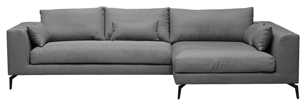 ECKSOFA in Flachgewebe Dunkelgrau  - Dunkelgrau/Schwarz, Design, Textil/Metall (313/172cm) - Livetastic