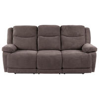 RECLINERSOFFA i mikrofiber brun, grå  - brun/svart, Klassisk, metall/trä (218/103/102cm) - Best Price