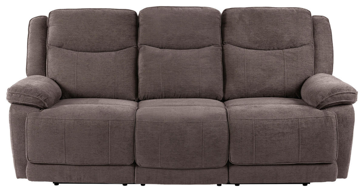 RECLINERSOFFA i mikrofiber brun, grå  - brun/svart, Klassisk, metall/trä (218/103/102cm) - Best Price