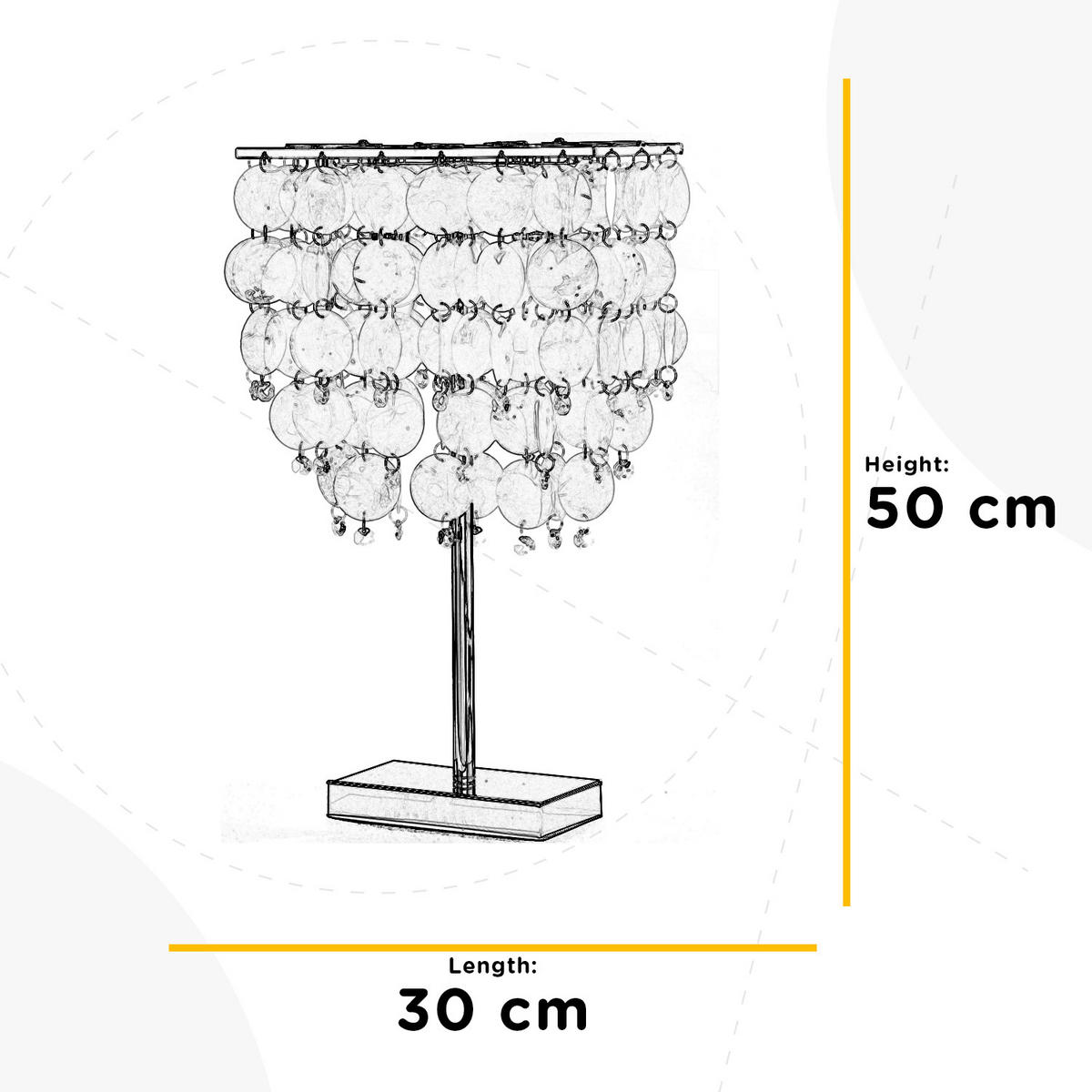 TISCHLEUCHTE 30/30/50 cm   - Chromfarben/Perlmutt, Basics, Naturmaterialien/Kunststoff (30/30/50cm)