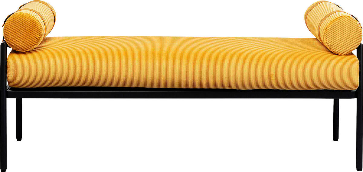 SITZBANK 140/62/40 cm Samt Currygelb  - Currygelb/Schwarz, MODERN, Textil/Metall (140/62/40cm) - Kare-Design
