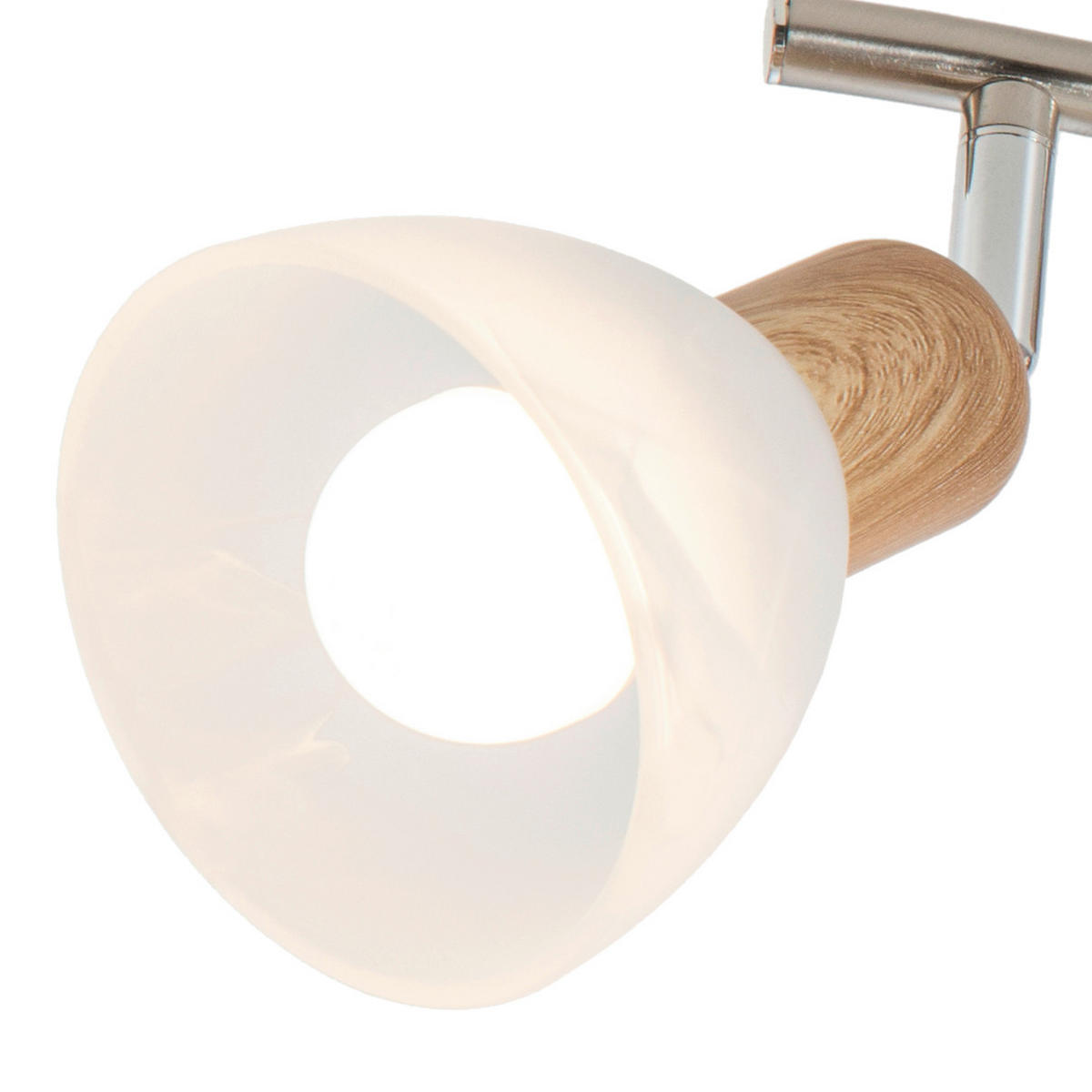 LED-DECKENLEUCHTE 25 cm   - Eichefarben/Weiß, Basics, Glas/Holz (25cm) - Globo