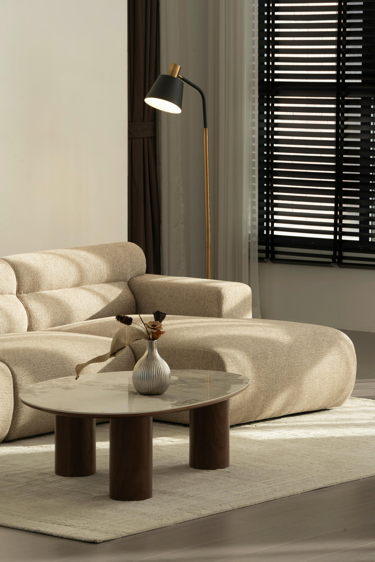 ECKSOFA Taupe Leinenoptik  - Taupe, Design, Holz/Textil (260/68/156cm) - P & B