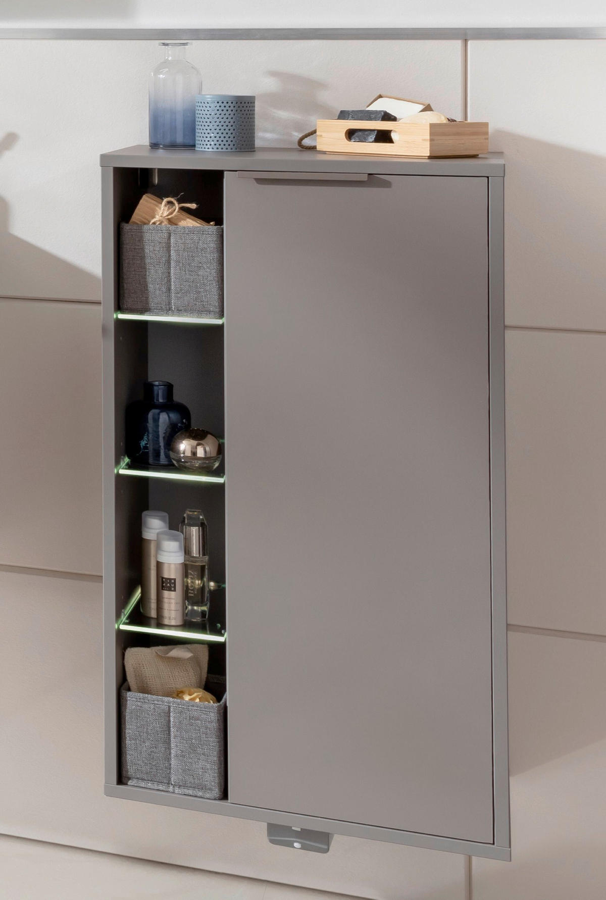 MIDISCHRANK 47/84,2/32 cm  - Grau, Basics, Glas/Holzwerkstoff (47/84,2/32cm) - MID.YOU