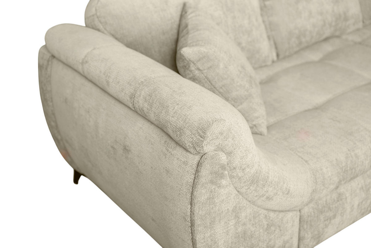 ECKSOFA LIVANO Beige Chenille Liegefläche im Originalstoff  - Beige/Schwarz, Design, Textil/Metall (250/190cm) - P & B