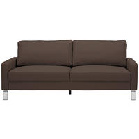 3-SITZER-SOFA in Echtleder Dunkelbraun  - Chromfarben/Dunkelbraun, Design, Leder/Metall (204/81/97cm) - Pure Home Lifestyle