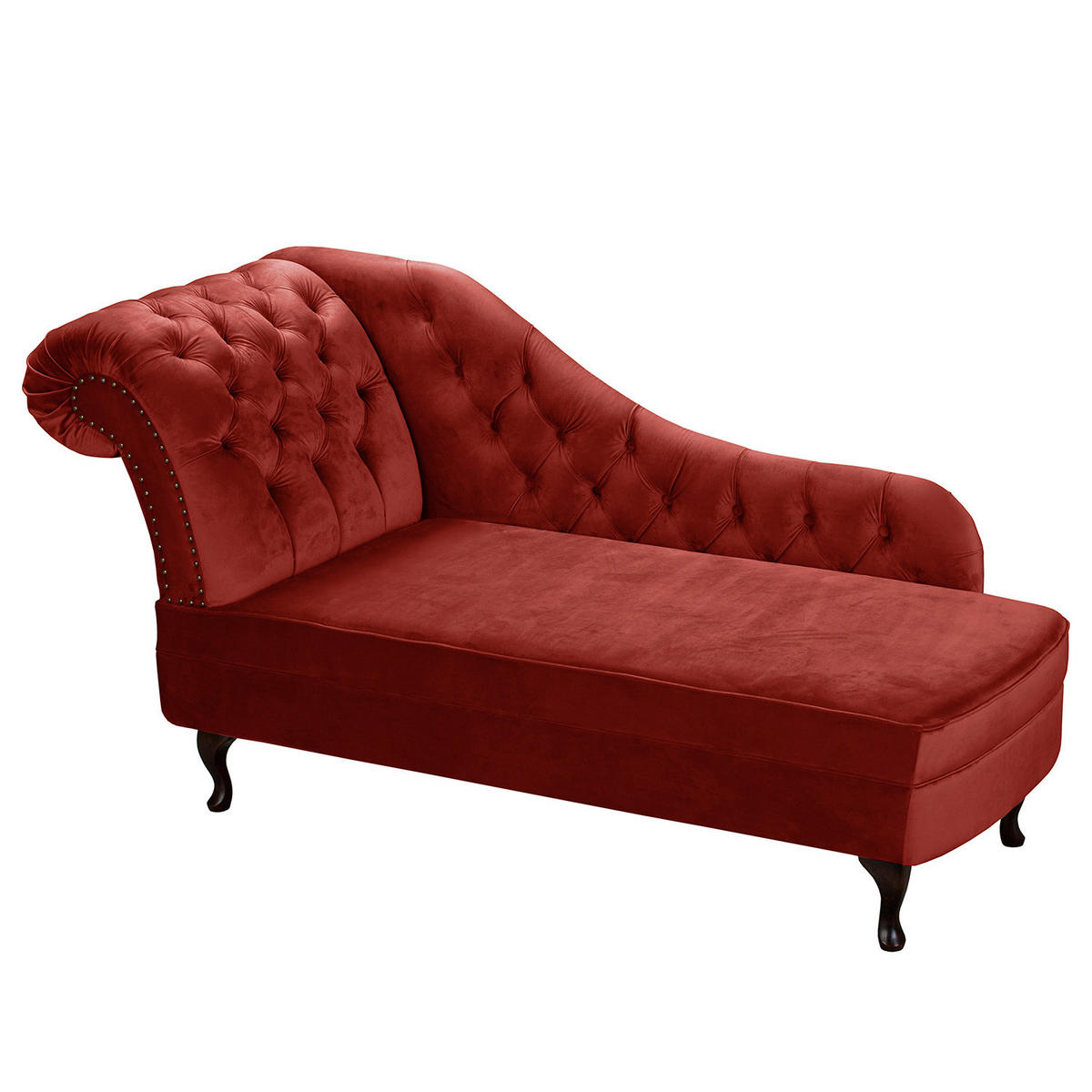 RÉCAMIERE Samt Bordeaux  - Bordeaux/Braun, Design, Holz/Textil (185/93/75cm) - Livetastic