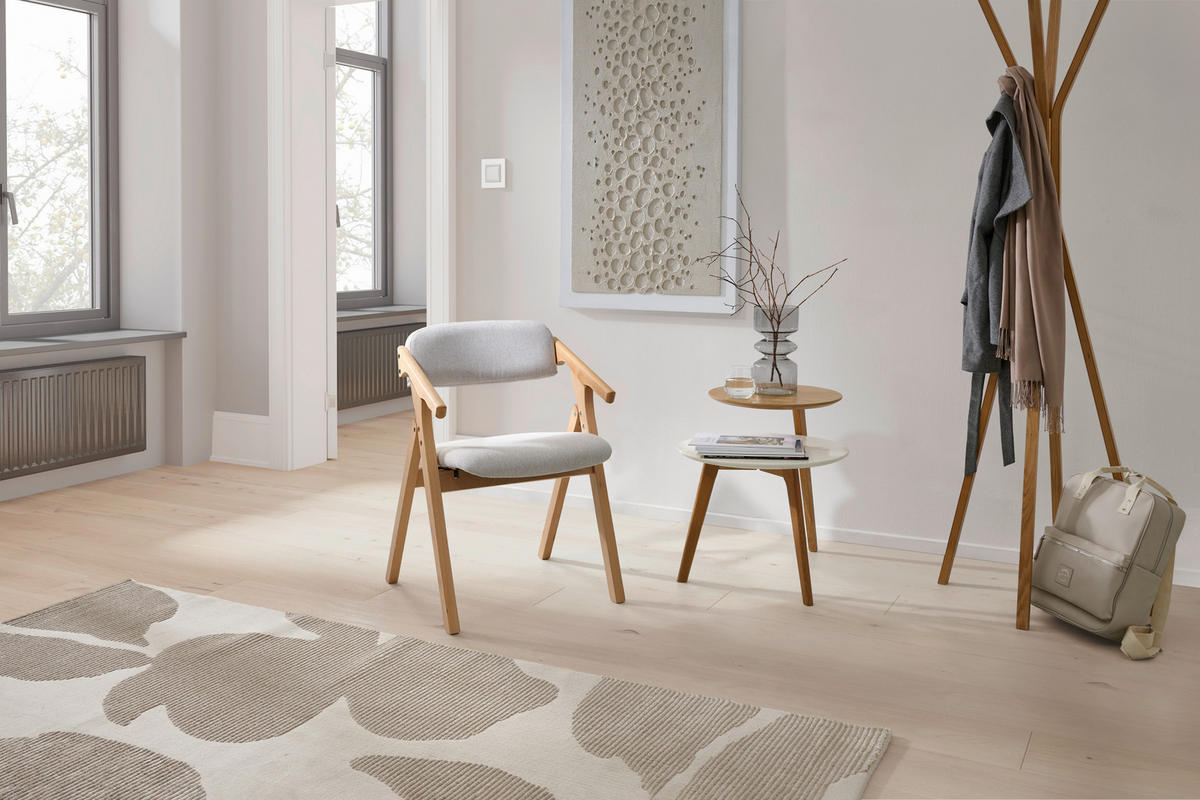 ŽIDLE S PODRUČKAMI, tkaná látka, krémová - šedá/krémová, Moderní, dřevo/textil (53/78/47cm) - MID.YOU