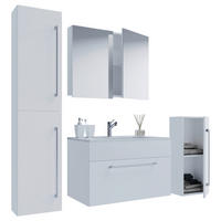 BADEZIMMER 5-teilig  in 126 cm  - Weiss/Alufarben, Modern, Keramik/Holzwerkstoff (126cm) - MID.YOU