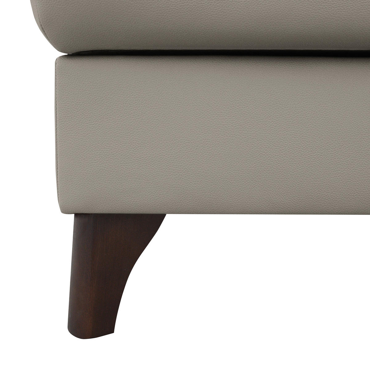 ECKSOFA in Lederlook Echtleder Platinfarben  - Platinfarben/Buchefarben, Design, Leder/Holz (238/168cm) - Livetastic