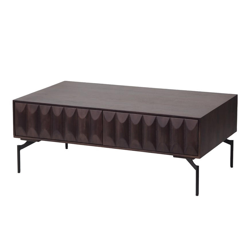 COUCHTISCH Akazie vollmassiv rechteckig Schwarz, Walnussfarben  - Walnussfarben/Schwarz, KONVENTIONELL, Holz/Metall (110/40/60cm) - Livetastic