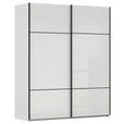 SCHWEBETÜRENSCHRANK 162/223/68 cm 2-türig Grau, Weiß  - Schwarz/Weiß, KONVENTIONELL, Glas/Holzwerkstoff (162/223/68cm) - Novel