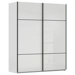 SCHWEBETÜRENSCHRANK 162/223/68 cm 2-türig Grau, Weiß  - Schwarz/Weiß, KONVENTIONELL, Glas/Holzwerkstoff (162/223/68cm) - Novel