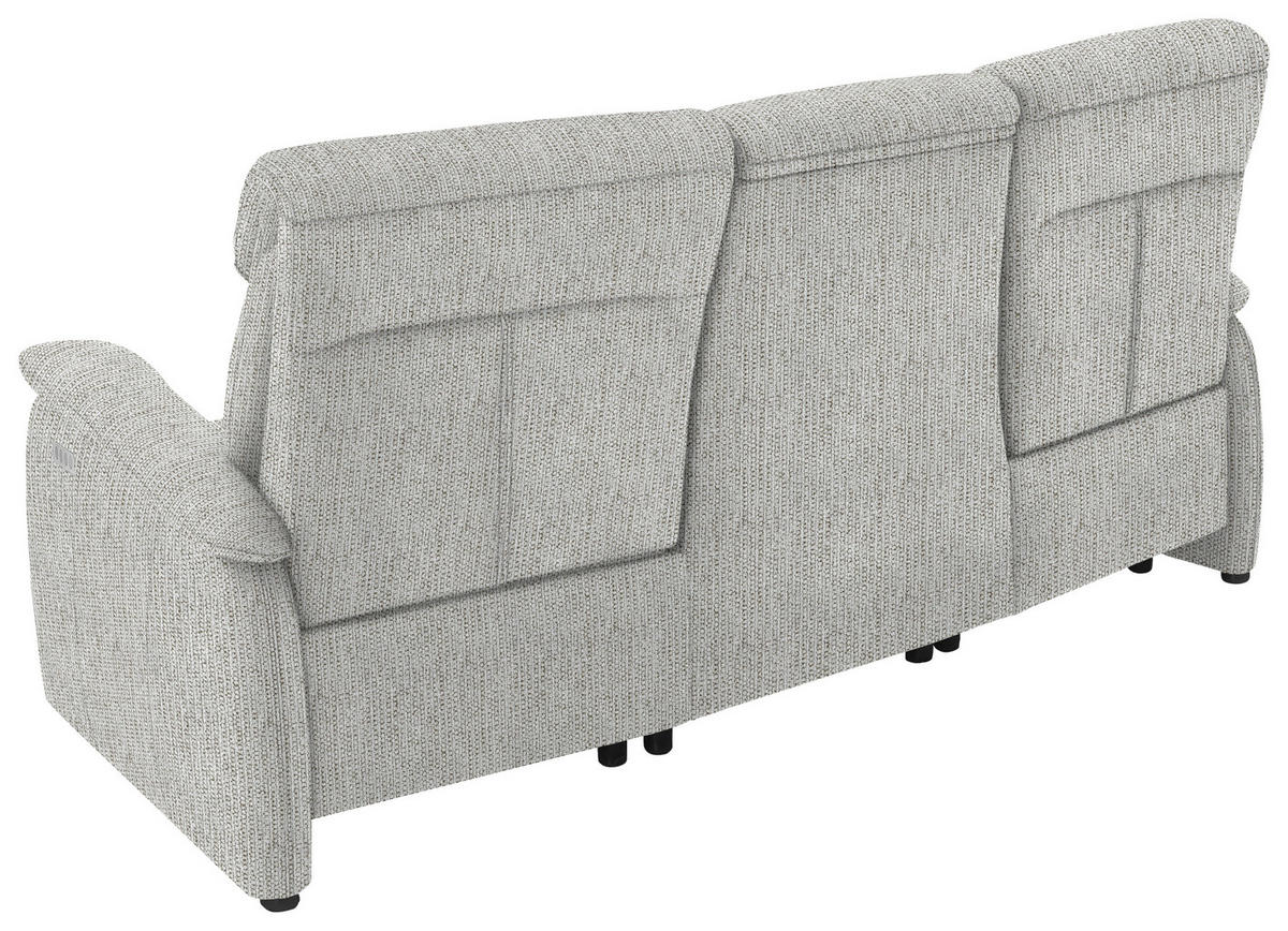 TRAPEZSOFA in Flachgewebe Silberfarben  - Silberfarben/Schwarz, Konventionell, Textil/Metall (219/107/97cm) - Pure Home Comfort