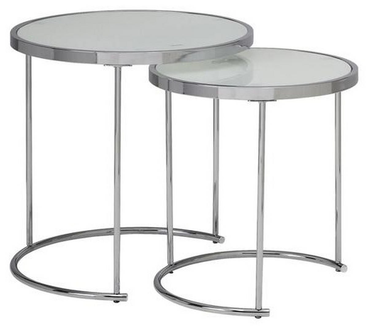 SATZTISCH in Glas 50/50/50,5 cm  - Chromfarben/Weiss, Design, Glas/Metall (50/50/50,5cm) - MID.YOU