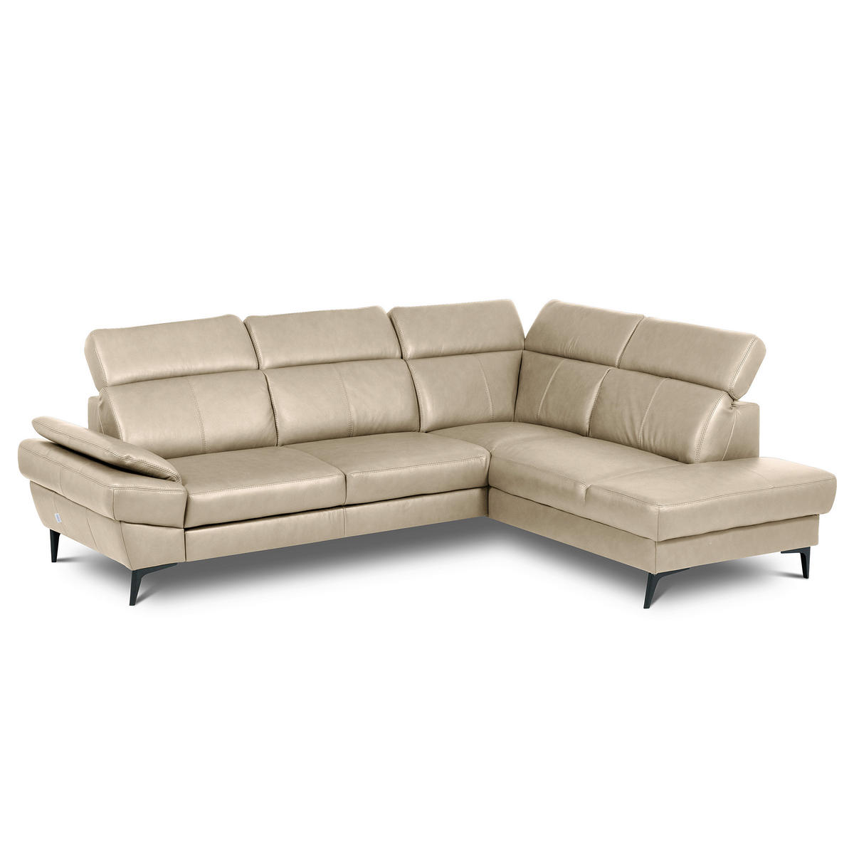 ECKSOFA  in Lederlook Echtleder Grau  - Schwarz/Grau, Design, Leder/Textil (264/211cm) - Livetastic