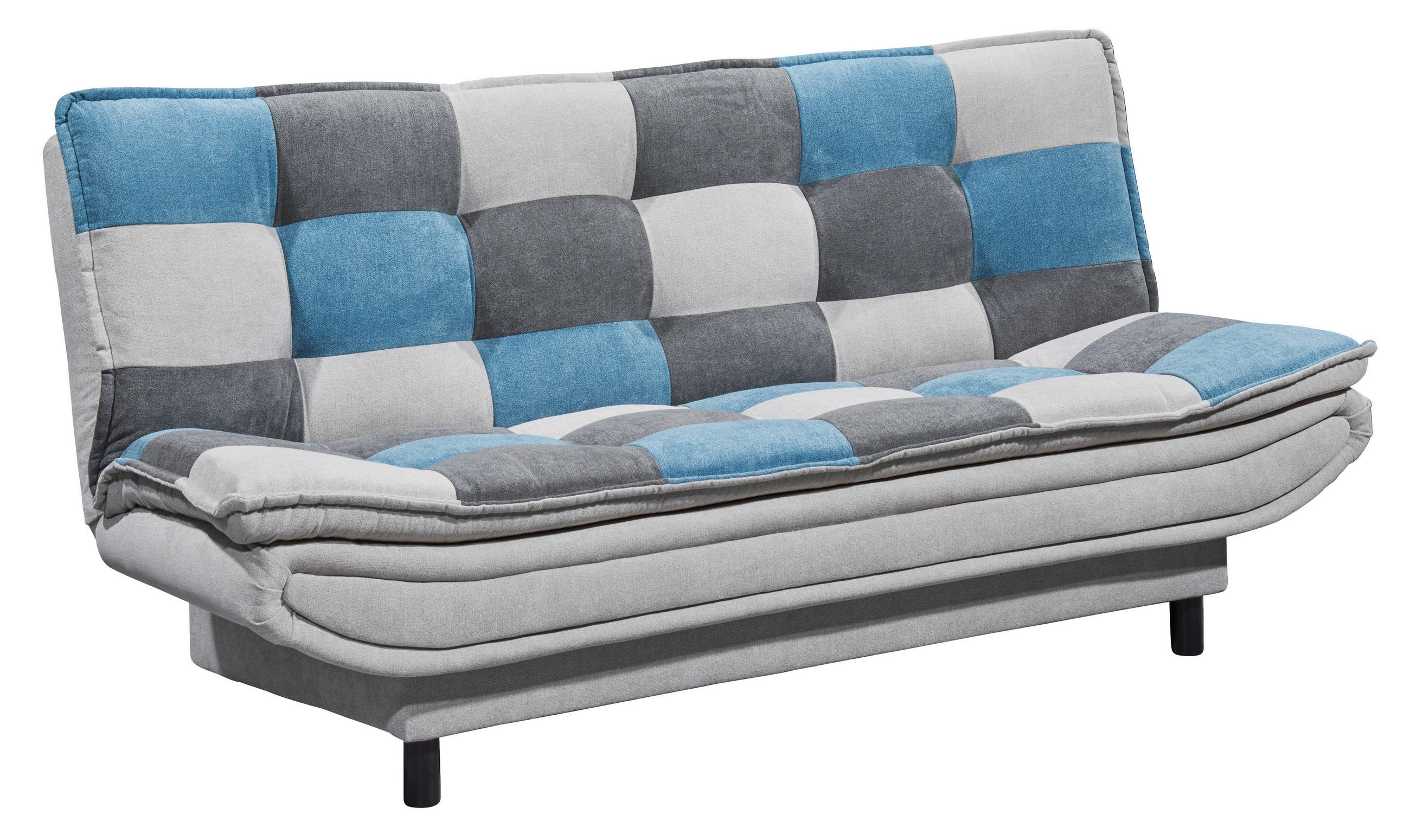 MID.YOU ROZKLÁDACÍ POHOVKA, textil, kompozitní dřevo, modrá, barvy stříbra, tmavě šedá