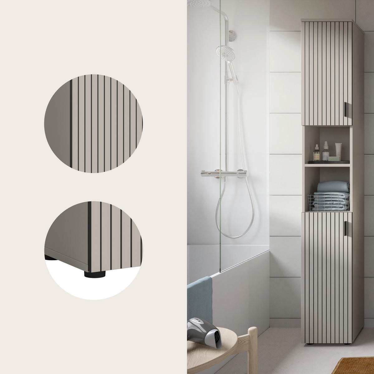 HÖGSKÅP  - svart/kashmir, Trend, trämaterial/plast (30/192/30cm) - MID.YOU