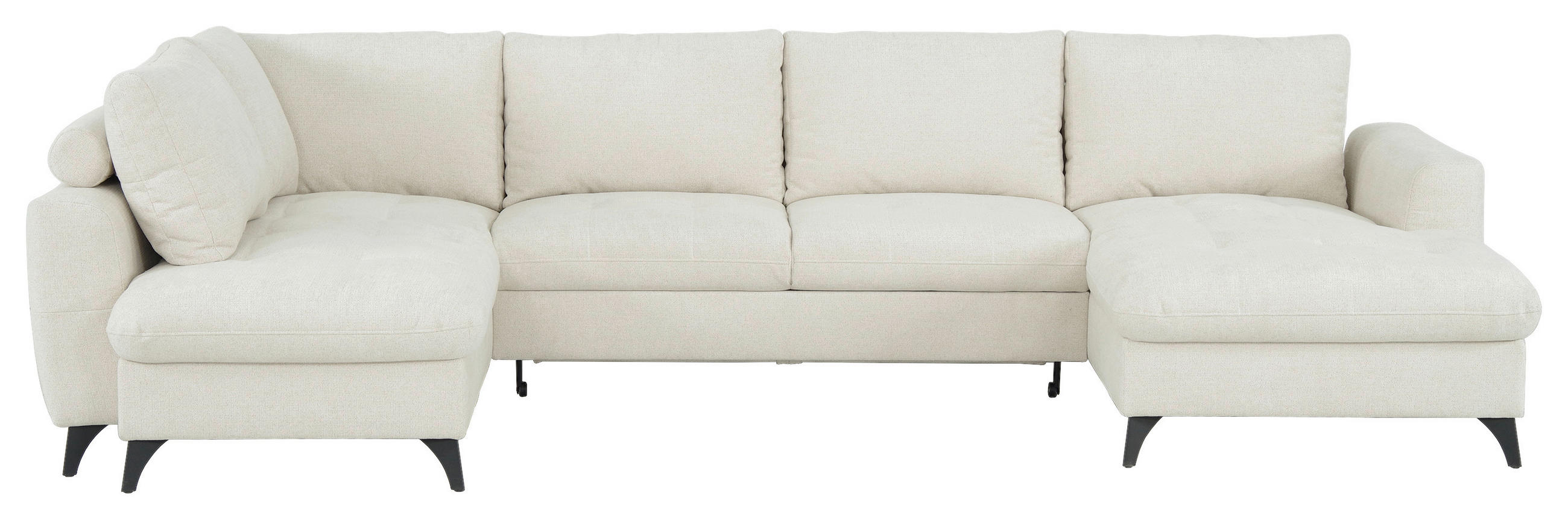 WOHNLANDSCHAFT  in Chenille Beige  - Beige/Schwarz, KONVENTIONELL, Textil/Metall (188/340/160cm) - Xora