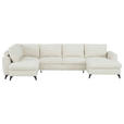 WOHNLANDSCHAFT Beige Chenille  - Beige/Schwarz, KONVENTIONELL, Textil/Metall (188/340/160cm) - Xora