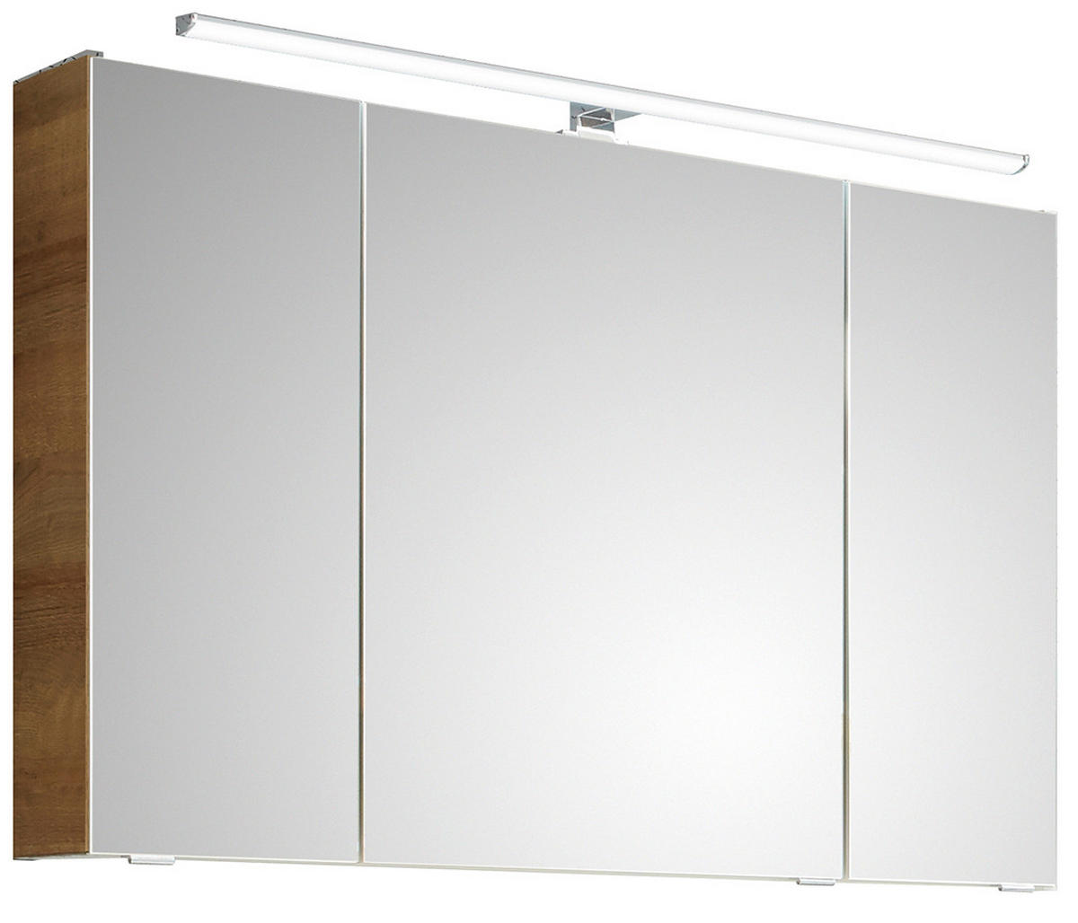 TÜKRÖS SZEKRÉNY 105/70/16 cm  - krómszínű/tölgyfa színű, Konventionell, faalapú anyag/Üveg (105/70/16cm) - Xora